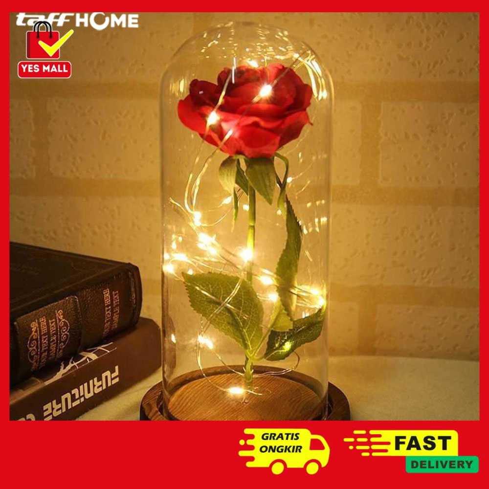 Lampu Meja Hias LED Mawar Beauty and The Beast