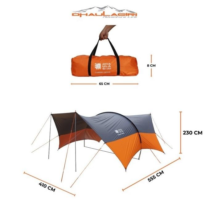 Tenda Dhaulagiri Canopy Dome Tent Include 4 Tiang Tali Frame Alloy