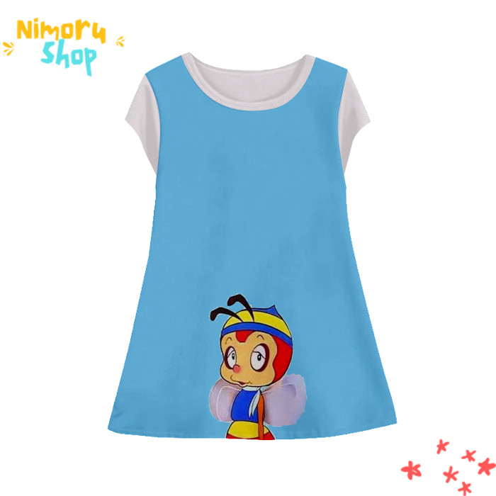 Baju Dress Anak 3D Tunik-Hutchi-5-designWD Anime Hachi si Lebah Madu Tunik Untuk Usia 1-12 Tahun - N