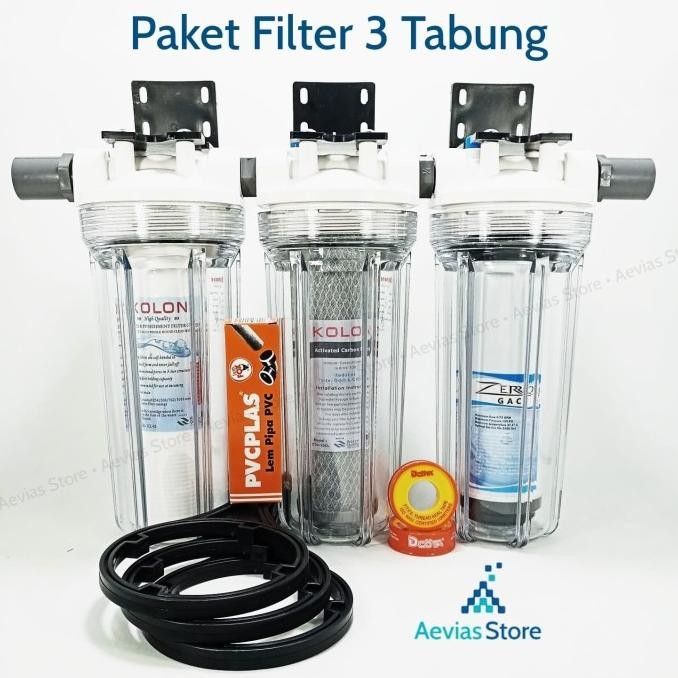 Filter Air Saringan Air PDAM, PAM, Sumur, 3 Tabung / Tahap, 10".