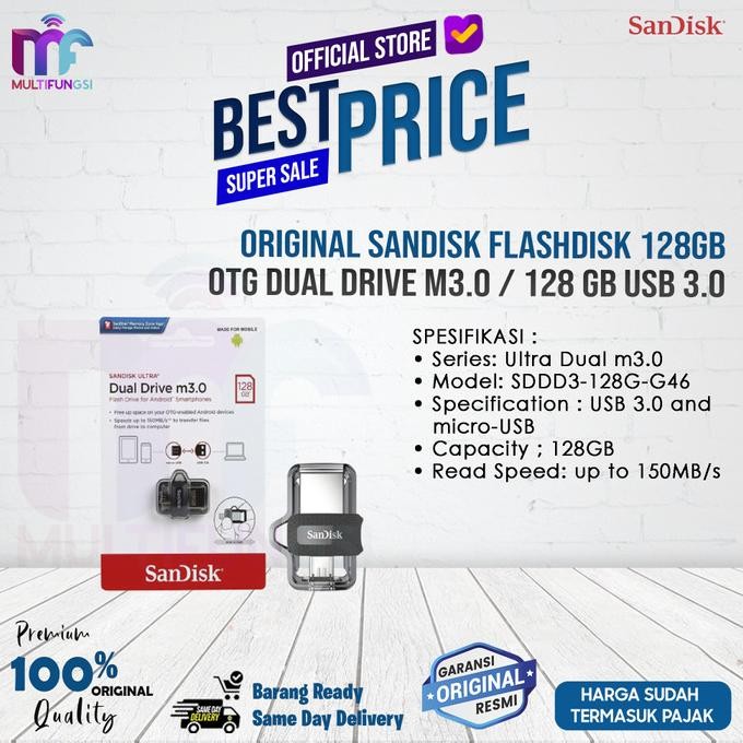 

ORIGINAL SANDISK FLASHDISK 128GB OTG DUAL DRIVE m3.0 / 128 GB USB 3.0