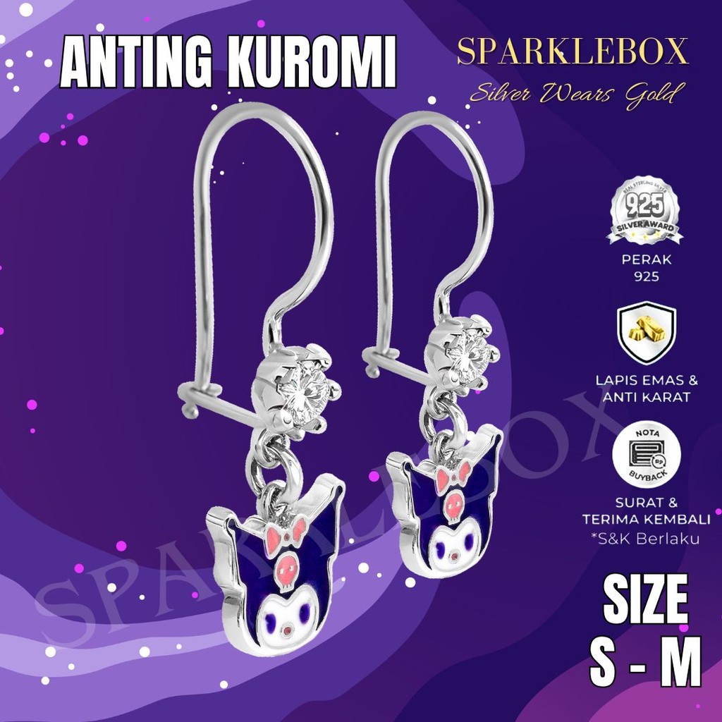 LC Anting Perak Anak - Anting Anak Perempuan - Anting Anak Perak Asli - KUROMI - Sparkle Box