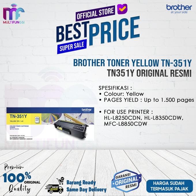 

Brother Toner Black TN-351Y / TN351Y Original TN-351 Yellow Resmi