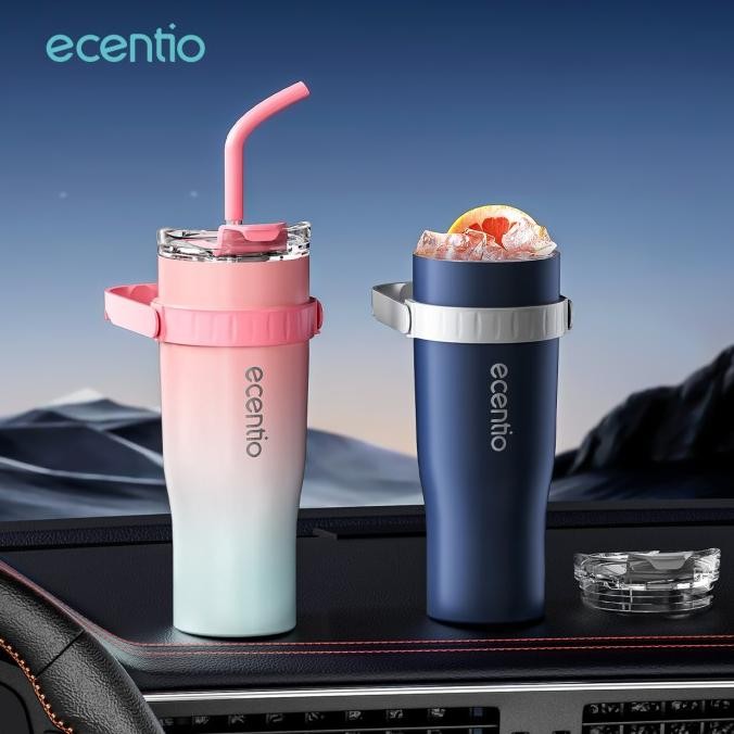 ECENTIO TUMBLER 1200ML STAINLESS STEEL 304 BOTOL MINUM TAHAN PANAS DAN DINGIN MUG PORTABLE BPA FREE 