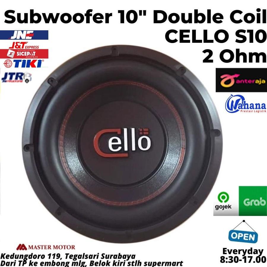 Subwoofer 10 Inch Cello S 10 10" Double Coil Magnet 2 Ohm Woofer Speaker 10" S10 Audio Mobil Avanza 