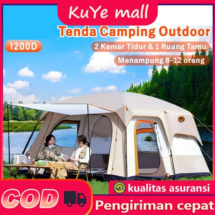 Tenda Camping Outdoor 2 Ruangan Tenda Waterproof Luxury Besar Automatic Keluarga Tenda