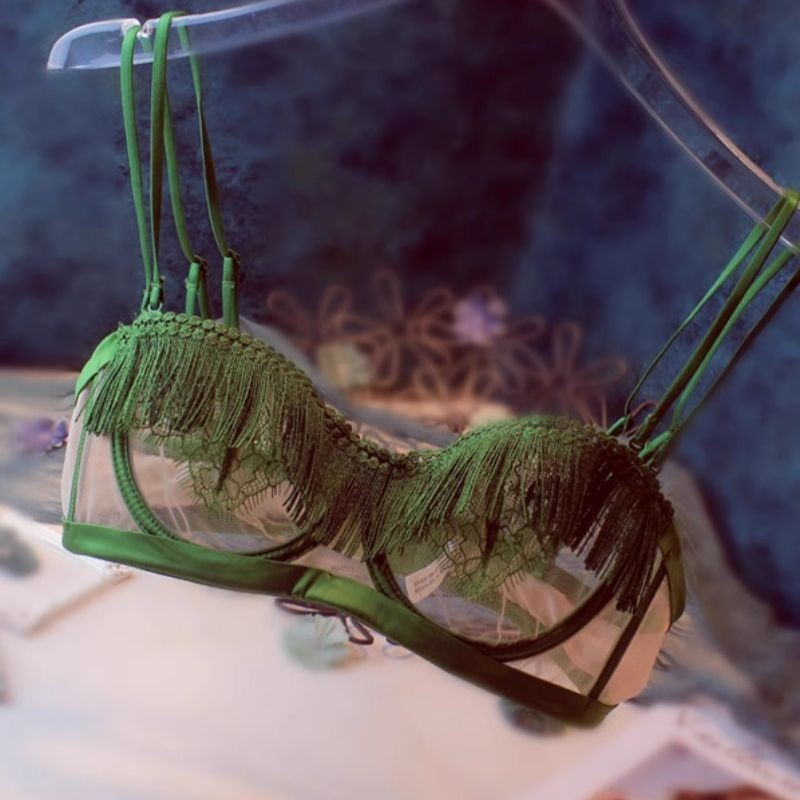 Bra Setengah Cup Rumbai Wanita, BH Jala Cup Empuk Tipis