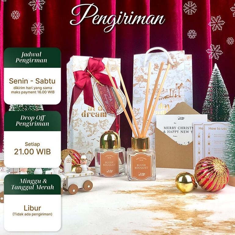 CR - (Gift Set Christmas) WINTER SET Hardbox Reed Diffuser 55ml Hampers Natal - at daydream TERLARIS