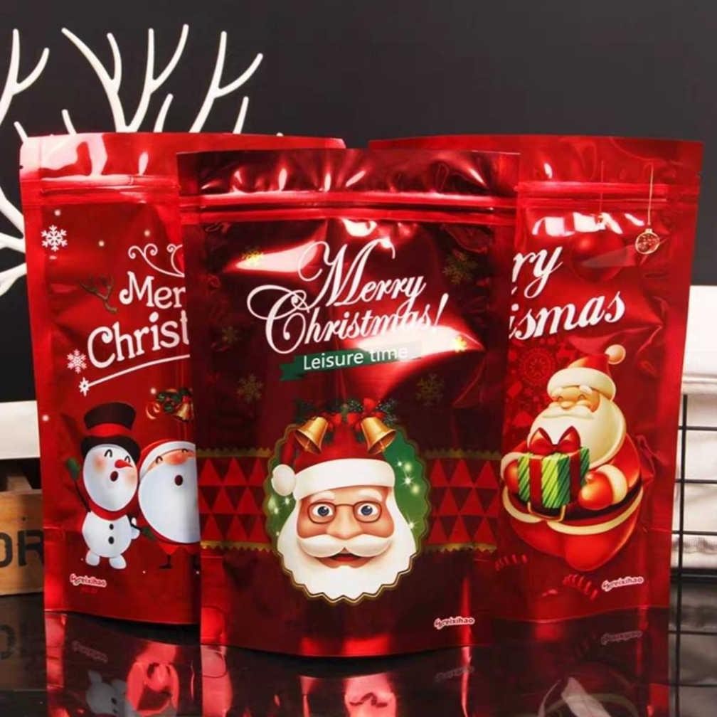 

CR - (10pcs)Plastik Zipper/Ziplock Klip Kue Cookies/Standing Pouch Permen Natal TERLARIS