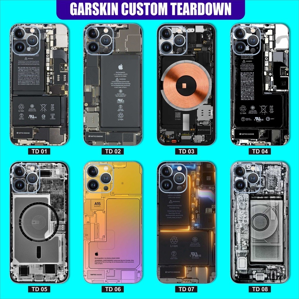 

Teardown Transparant Iphone 11 12 13 14 Pro Max Mini Casing/Case Stiker Skin Wrap CUSTOM - Premium Quality