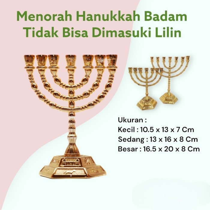 Dekorasi Miniatur Pajangan Menorah Hanukkah Kaki Dian Souvenir Israel