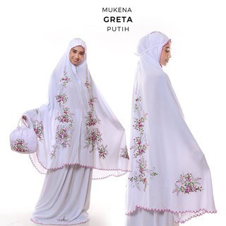 Mukena MUKENA GRETA - Putih terbaru katun adem elegan terkini premium