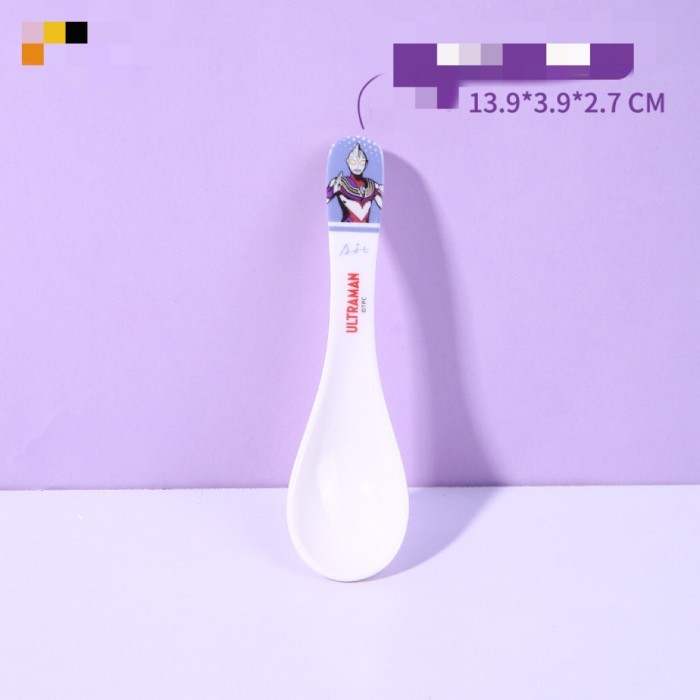 PIRING GELAS SENDOK MANGKOK MELAMIN ULTRAMAN UNGU LUCU