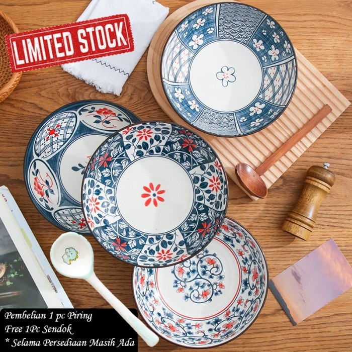 HHS PIRING KERAMIK MANGKOK KERAMIK JEPANG MANGKOK MAKAN JEPANG ELEGANT