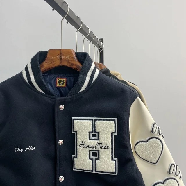 Human Made Dry-Alls Wool Navy Varsity Jacket