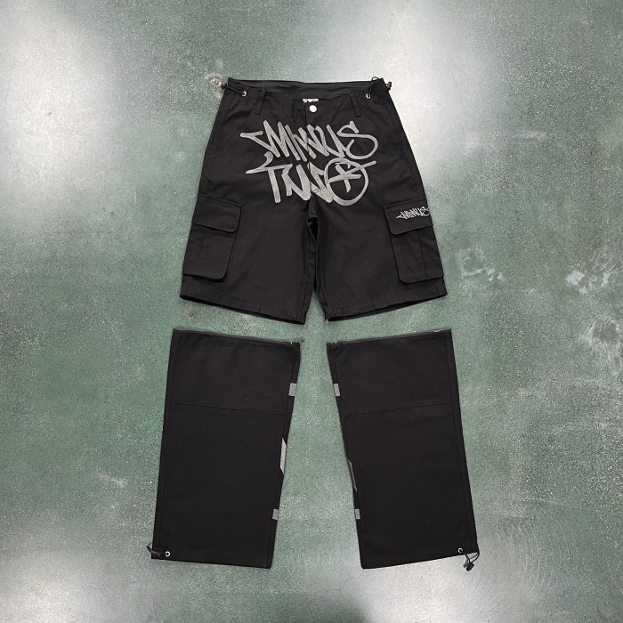 Minus Two Black Detachable Cargo Pants - Gray Logo