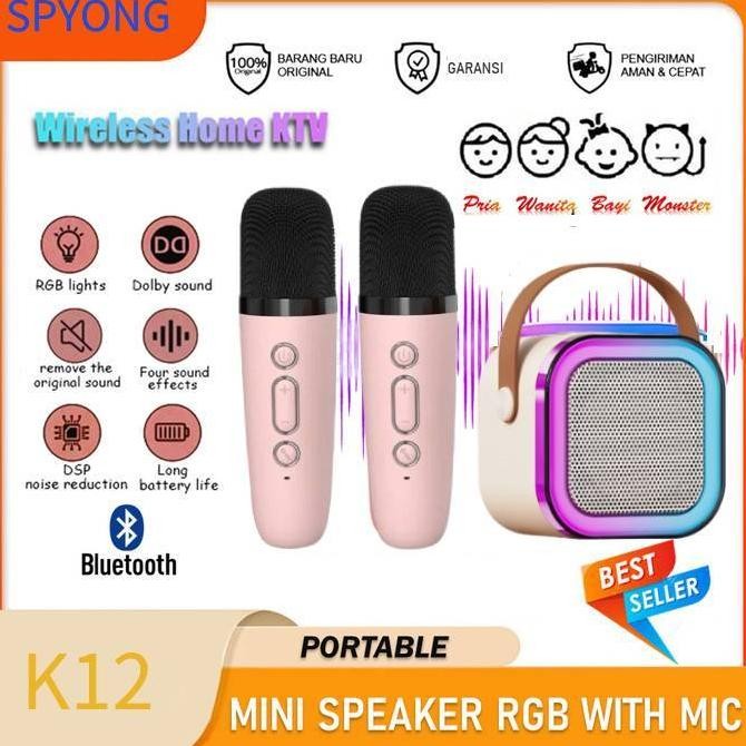 Mini Speaker Karaoke Microphone Bluetooth Speaker Mic Wireless Mikrofon Portable Mic Anak Untuk Kara