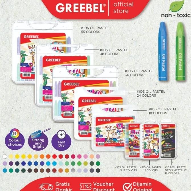 

Terlaris Greebel Crayon 24 Warna / Oil Pastel Greebel 24 Warna Deal