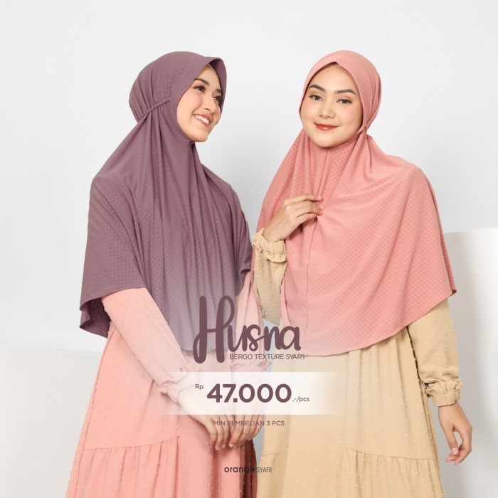 Bergo Instan Jumbo Tekstur Tali Kepang Husna #Original