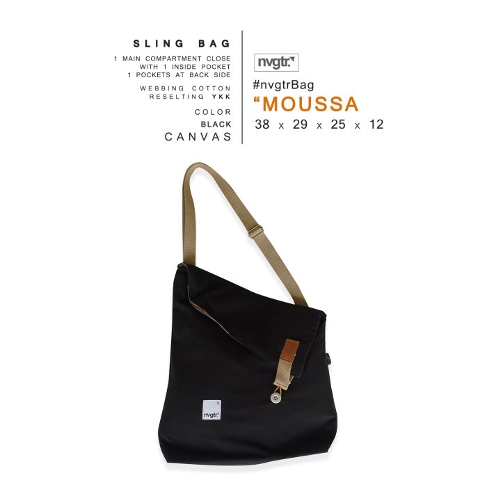 PROMO Slingbag "MOUSSA" Totebag, Tas Selempang Wanita, Pria Warna Navy - Hitam