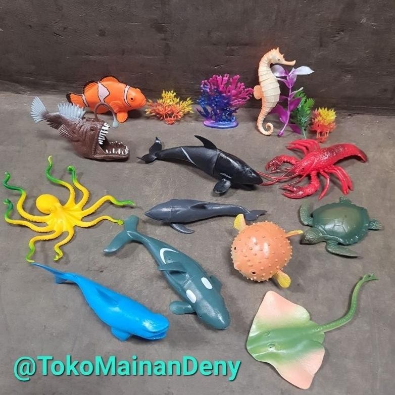 Mainan Miniatur Hewan Laut Ukuran Besar isi 12 Pcs Underworld