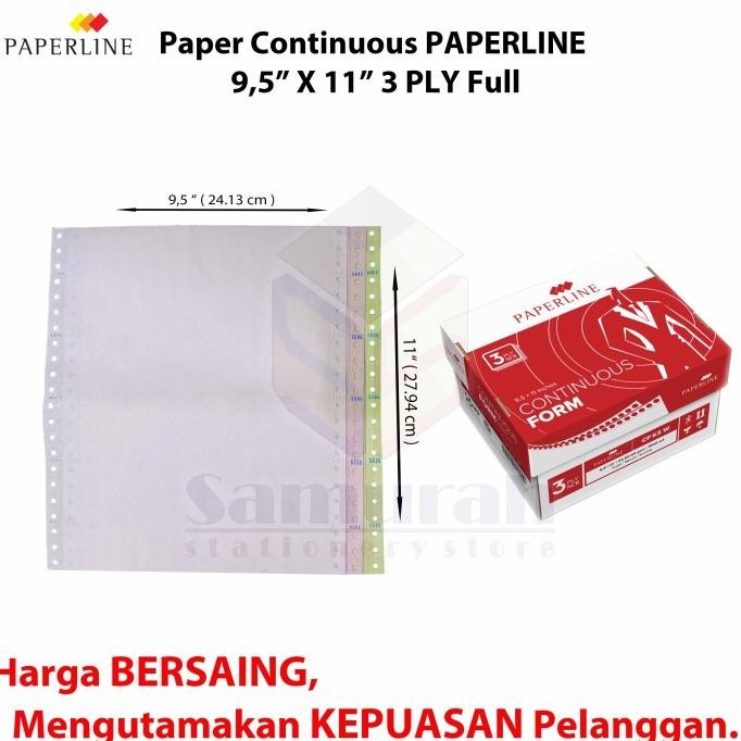 

Kertas Continuous Form Paperline 9,5 x 11 K 3 Ply Warna Full / Bagi 2