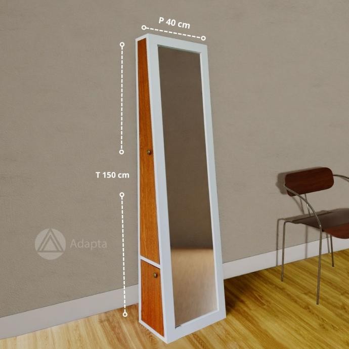 Standing Mirror Full Body - Cermin Berdiri Rak Hijab dan Rak Make Up