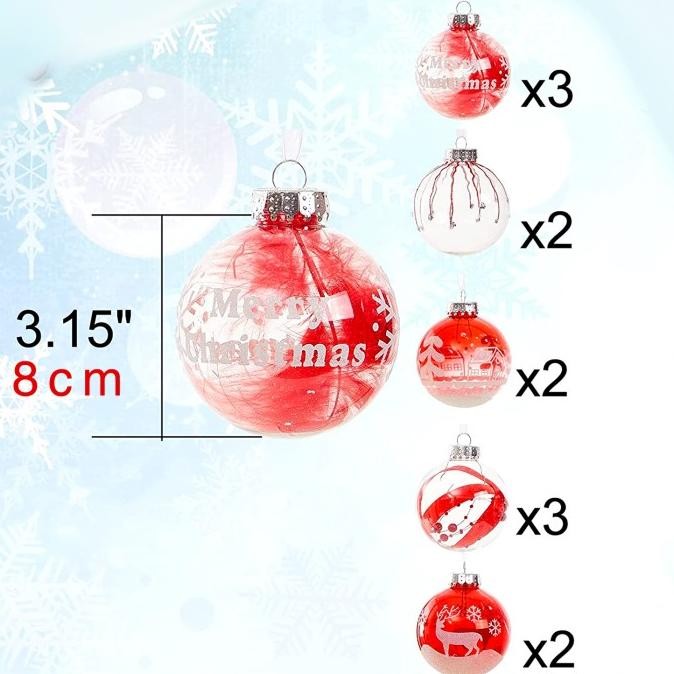 

Sale! Bola Natal Isi 12 Bola Merah Bening Merry Christmas Box Gift Murah