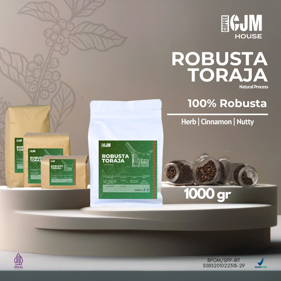 

1000gr Pure Robusta Toraja | CJM Coffee House | Kopi Robusta Toraja Natural | Toraja Premium Coffee
