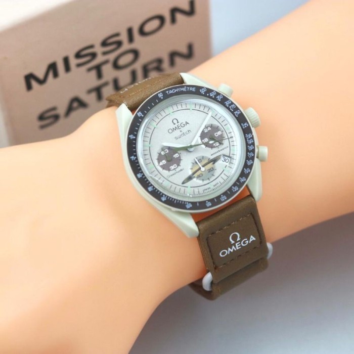 READY MENARA Jam Tangan Pria Wanita OMEGA Planet Version Analog Chrono off - COKLAT BV48