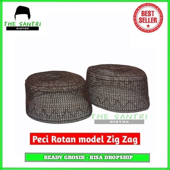 Peci Songkok Gus Dur Rajut / Peci Rotan Akar Murah / Kopyah Jaring Karang - model Zig Zag, 6 premium