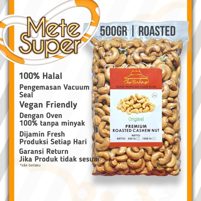 

Ready Kacang Mete Super Oven Panggang Roasted Cho.Berhouse Wonogiri 500Gr