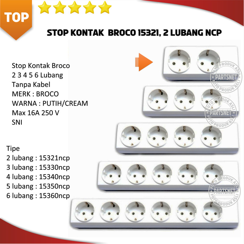 Stop Kontak Terminal 2 Lubang Broco NCP
