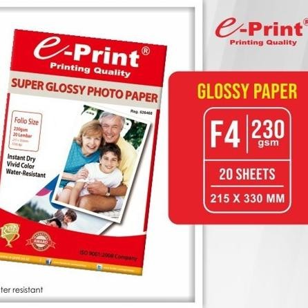 Kertas Photo F4 / Glossy Photo R Folio 230 Gsm E-Print ( Per Pak )