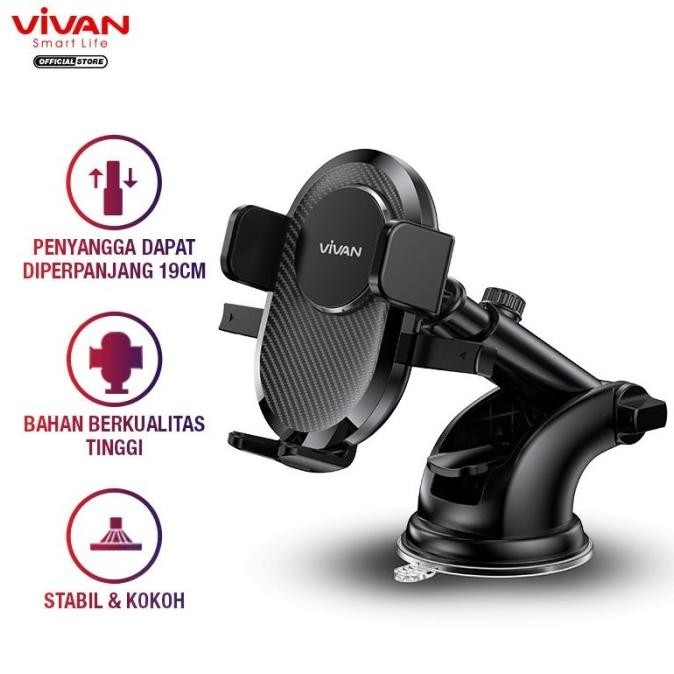 

Diskon! VIVAN CHS12 Car Holder Suction Cup Universal Rotasi 360 Auto Lock