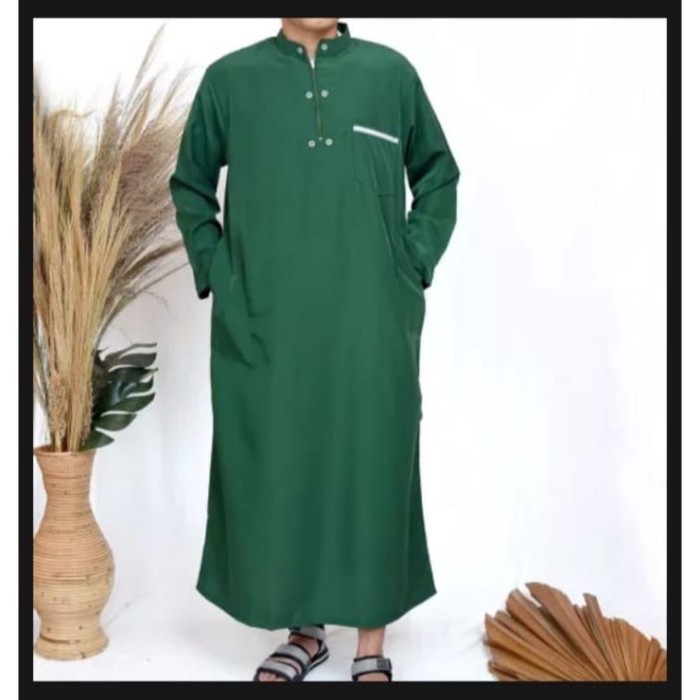 Promo Jubah Koko gamis Al harbi / Jubah takwa pria terlaris - Hijau, Remaja S