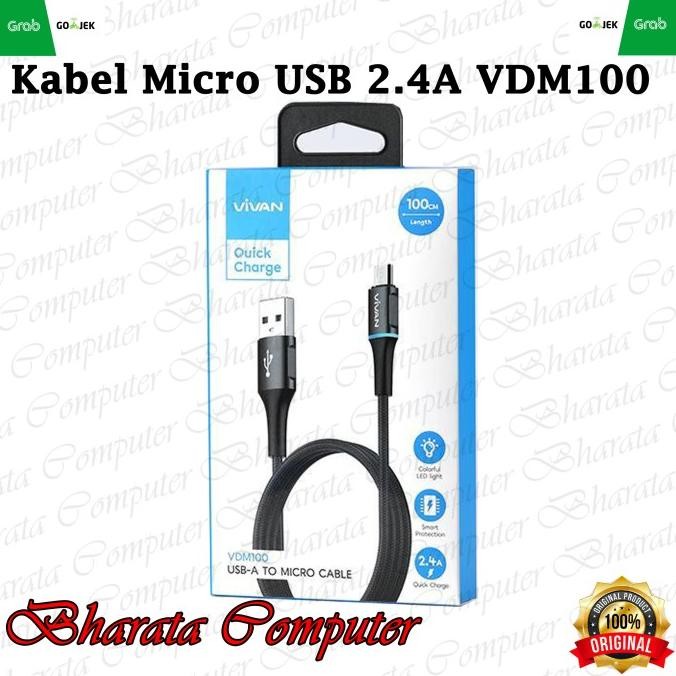 

Diskon! VIVAN Kabel MICRO USB 2.4A LED Light Fast Charging 100CM VDM100 ORI