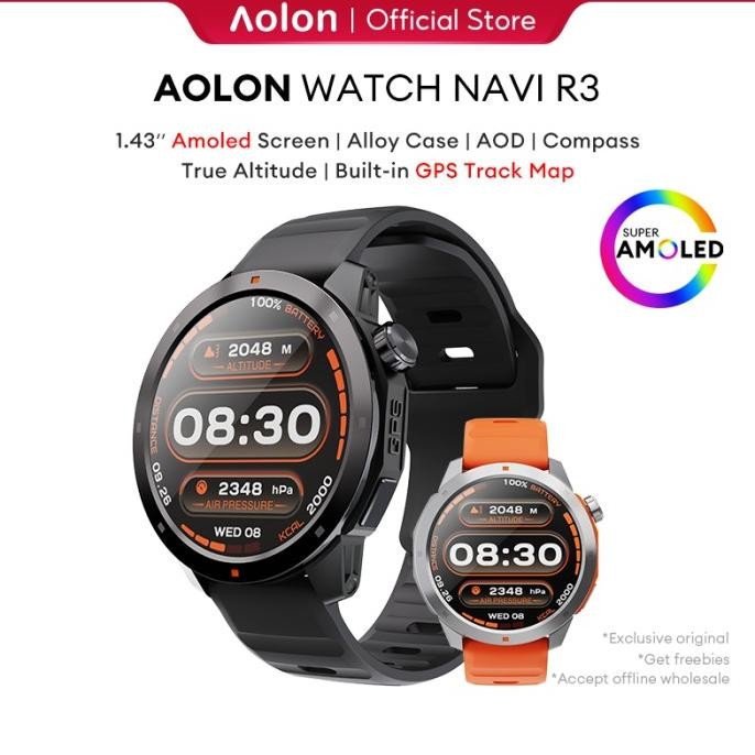 

Terlaris Aolon Navi R3 Smartwatch Pria Gps Map Running Pace Aod Display Amoled Screen Smartwatch Stainless Steel 3Atm Waterproof Altitude Jam Tangan Ready Stok
