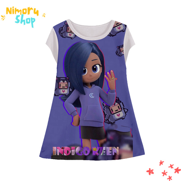 Baju Dress Anak 3D Tunik-KarakterBB-2-designWD Anime Karakter Rainbow Bubblegem Red Ruby Blue Shapph