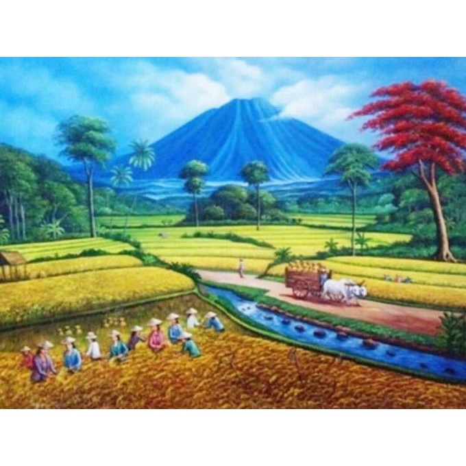 

Diy Diamond Painting Full Panen Pedesaan Pegunungan 6080 Cm D760 Best Quality