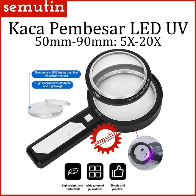 

HARGA DISC - Kaca Pembesar 6 LED 2 UV 5X-20X 50mm-90mm AG21 / Lup Lensa Lampu