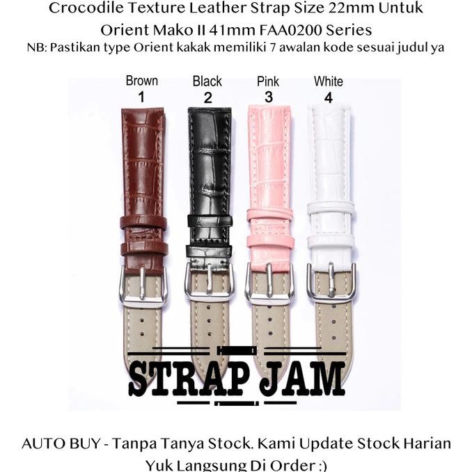 Crocodile Strap 22mm Orient Mako II 41mm FAA0200 - Tali Jam Kulit