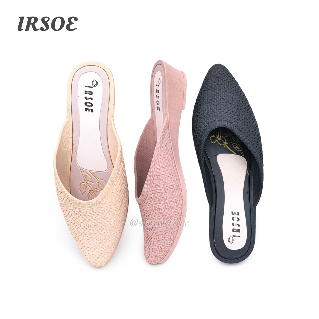Flatshoes Irsoe Sandal Sepatu Mules Wanita Flatshoes Karet Jelly