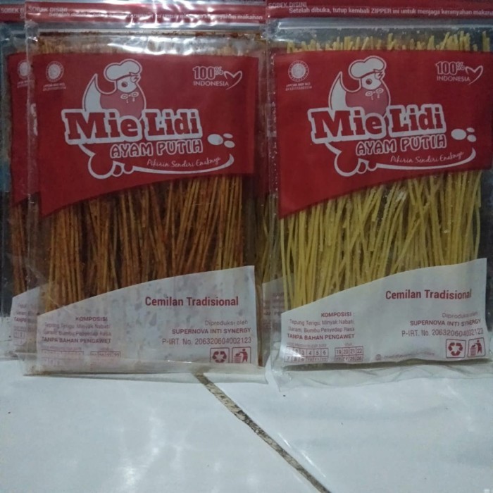 

LIMITED EDITION Mie Lidi Ayam Putih Rasa Pedas & Asin Gurih Cemilan Kekinian