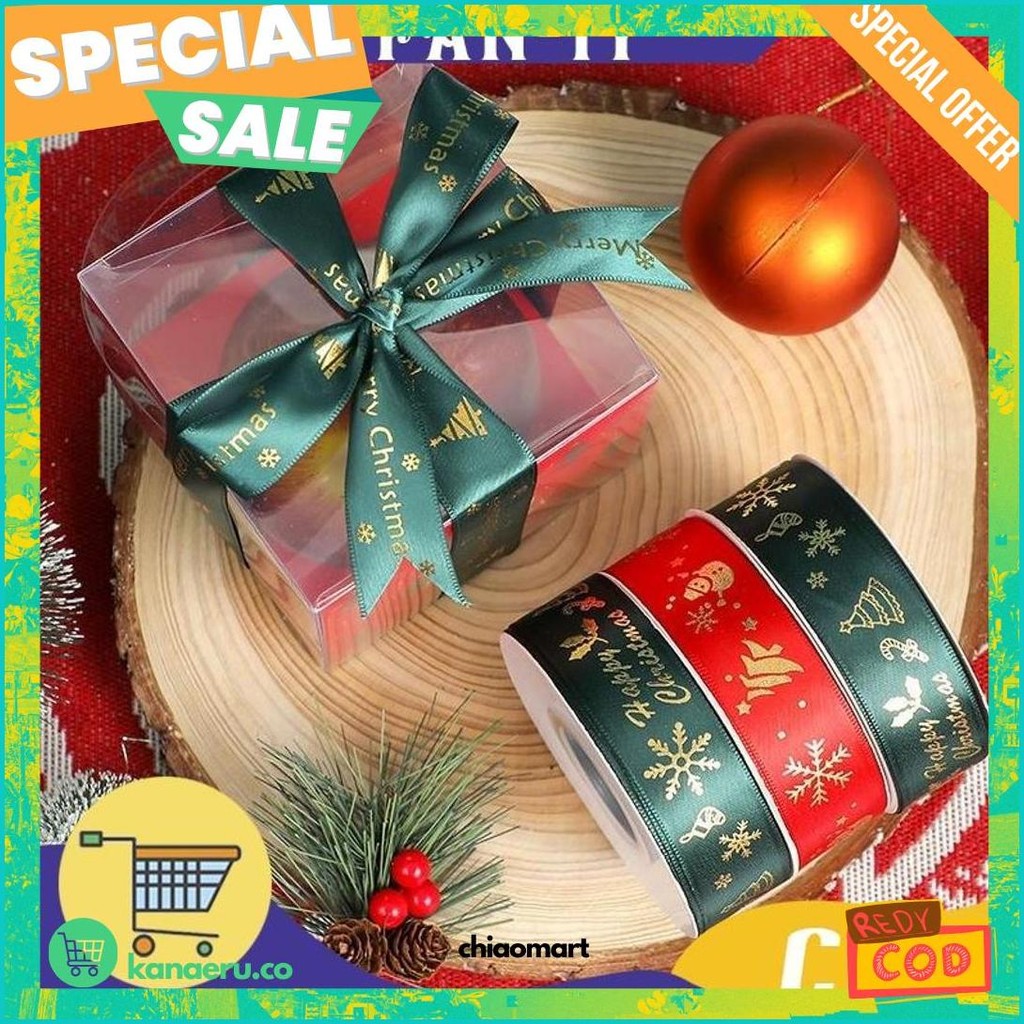 

2.5X230Cm Pita Hampers Natal Pita Merry Christmas Pita Dekorasi Kue Ulang Tahun Pita Christmas Satin Pita Hias Murah
