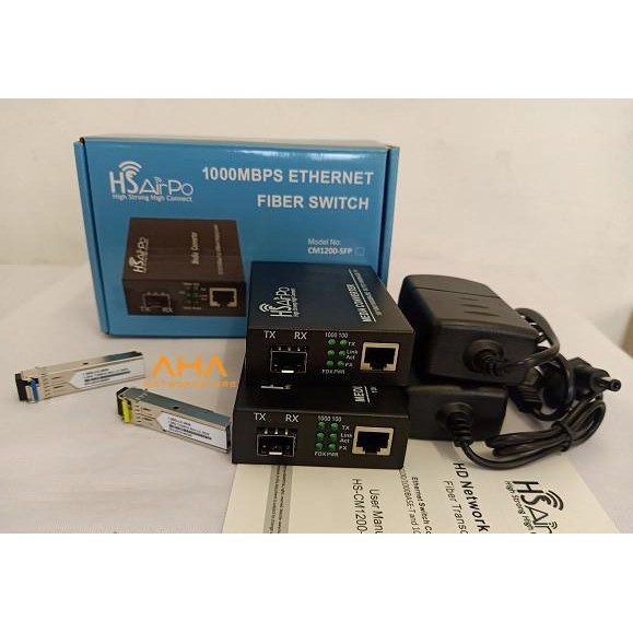 TERMURAH - HSAIRPO CM1200 Media Converter Gigabit LC-SFP 1.25Gbps HS AIRPO CM1200