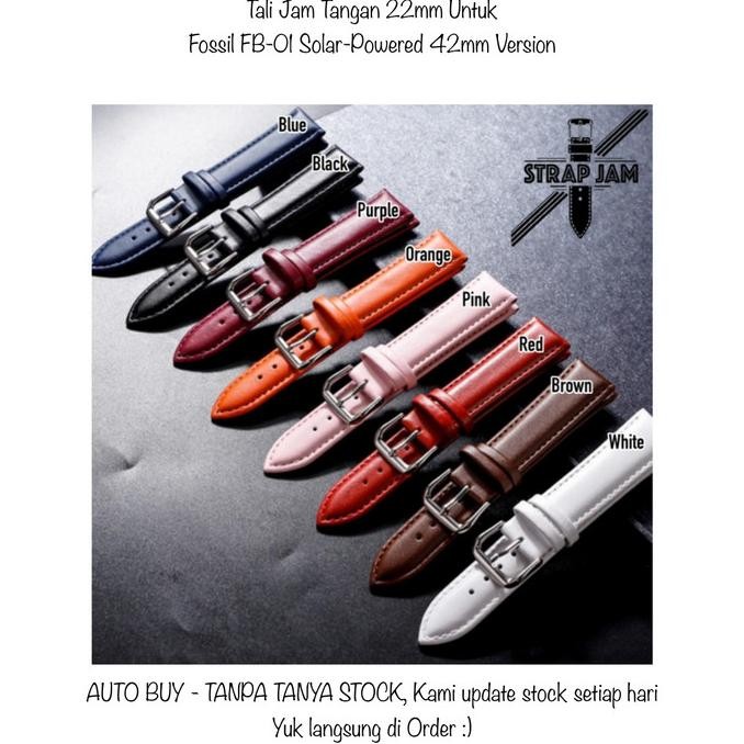 BEBAS ONGKIR - WMN 22mm Strap Jam Tangan Kulit Untuk Fossil FB-01 Solar-Powered 42mm