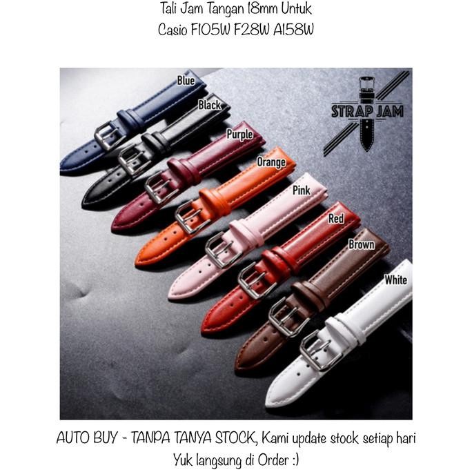 WMN 18mm Tali Strap Jam Tangan Kulit Untuk Casio F105W F28W A158W