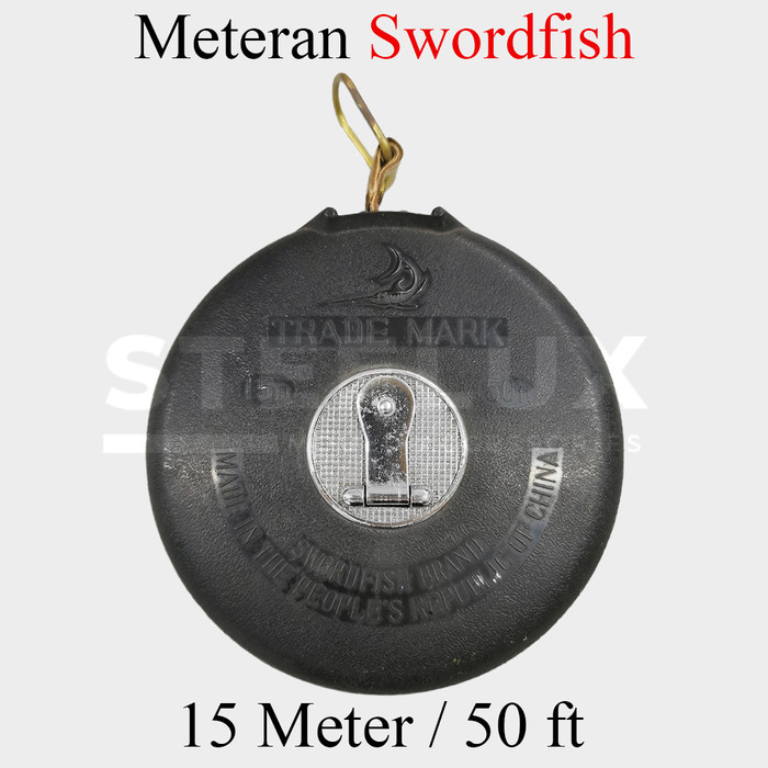 Meteran Swordfish Brand 15 Meter Measuring Tape 15M 15 Metre 50ft 50 FT 2 Sisi Flexible Fleksibel
