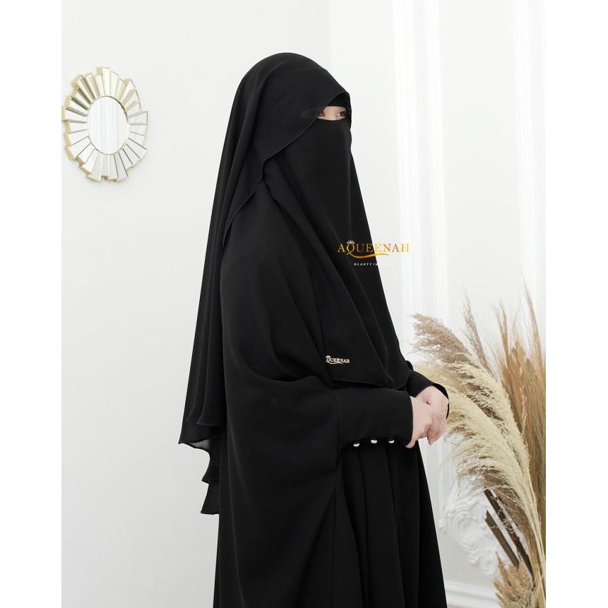 Aqueenah Purdah Butterfly Maryam Sifon Jetblack Niqab Cadar Yaman KOKO